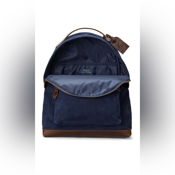 Crest Leather Trim Corduroy Backpack - Picture 3 of 5